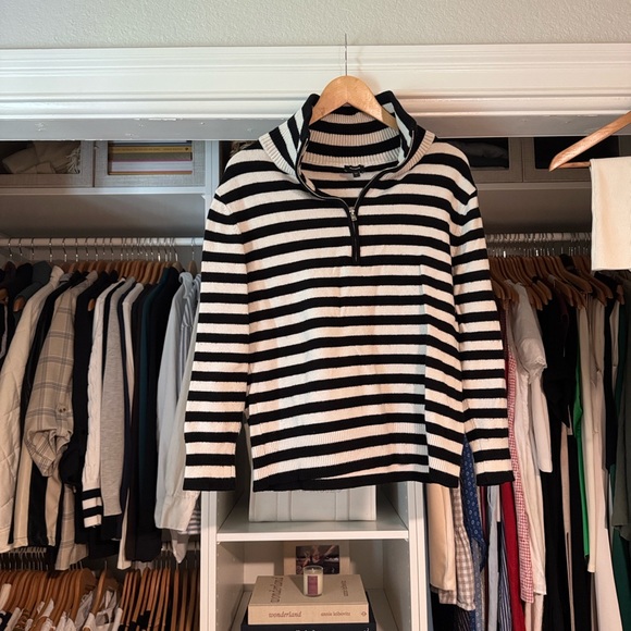 Express Black and White Striped Sweater - Picture 1 of 5